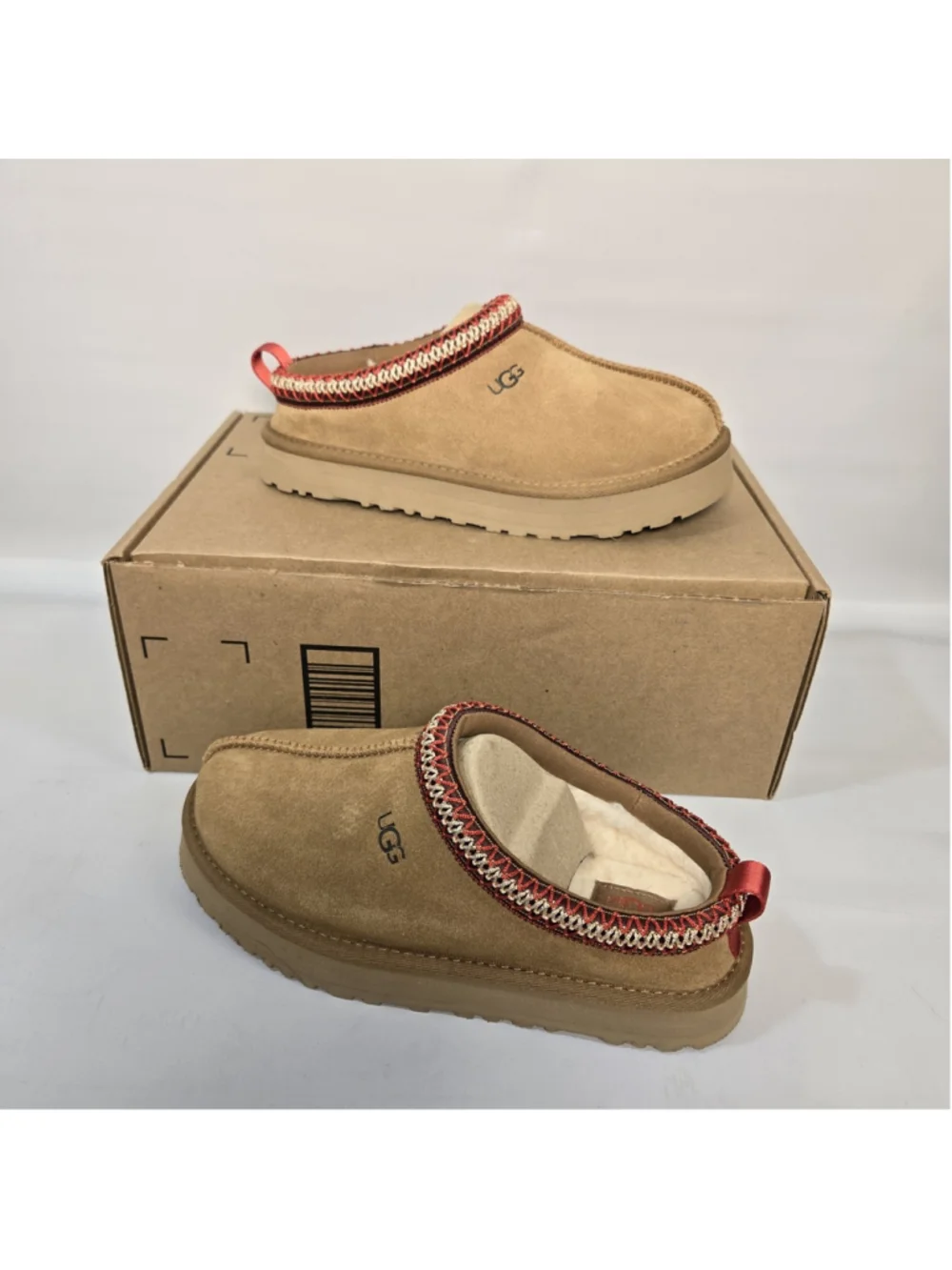 UGG Tazz Slippers Big Kids 4 Brown Clogs Suede Cozy Slip On Shoes NIB $100